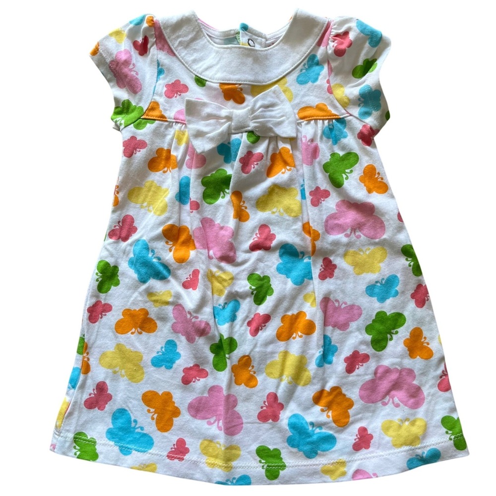 Child of Mine by Carters 12M Baby Girl Butterfly Print Cotton Dress‎ White Multi